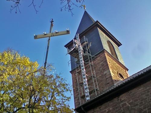 Renovierung des Kirchturms der evangelische Kirche Birkenfeld